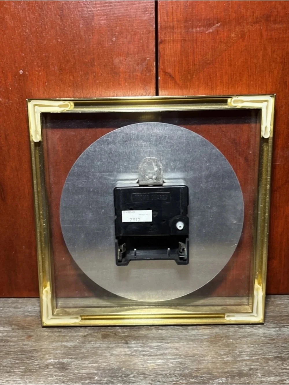 Vintage Brass Wall Clock Roman Numerals | Mid Century Square Frame